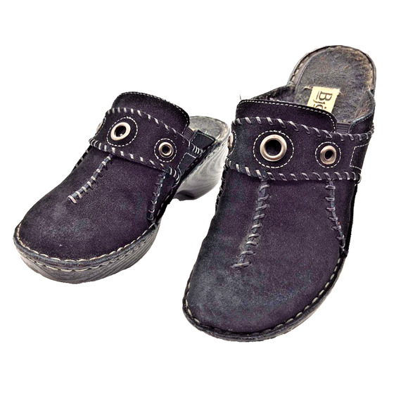 Bjorndal Women's Clogs Shoes Wedge Mules Sygma Black Leather Platform Size 7 M - Picture 1 of 10